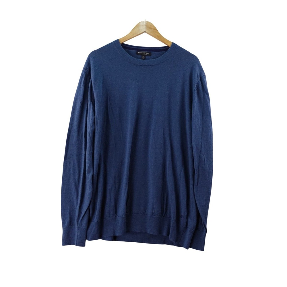 Banana Republic Men's Navy Blue 100% Merino Wool Crew Neck Sweater Size XXL